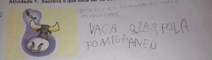 perguntava sempre se o que ele estava escrevendo era certo. Dissemos para escrever da forma como sabia, da forma que ele achasse que estava certo.