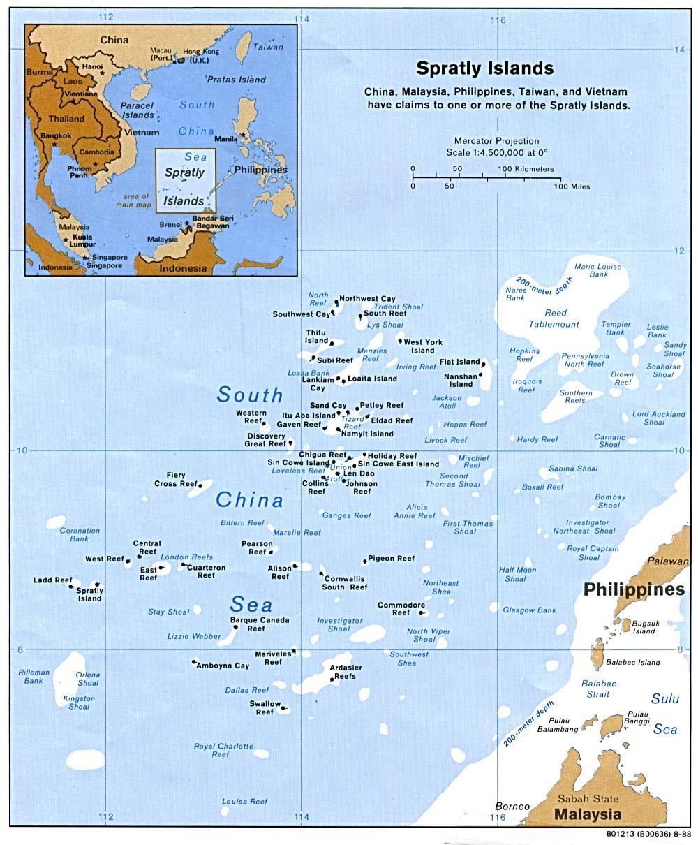 Ilhas Spratly Arquipélago constituído por, aproximadamente 750
