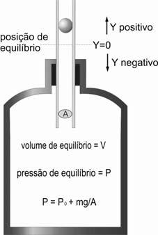 Questão Adotando-se o método de Ruchhardt, para medir a razão entre os calores específicos do ar, a pressão e volume constantes (γ = C p /C v ), utiliza-se um frasco de volume V, com um gargalo