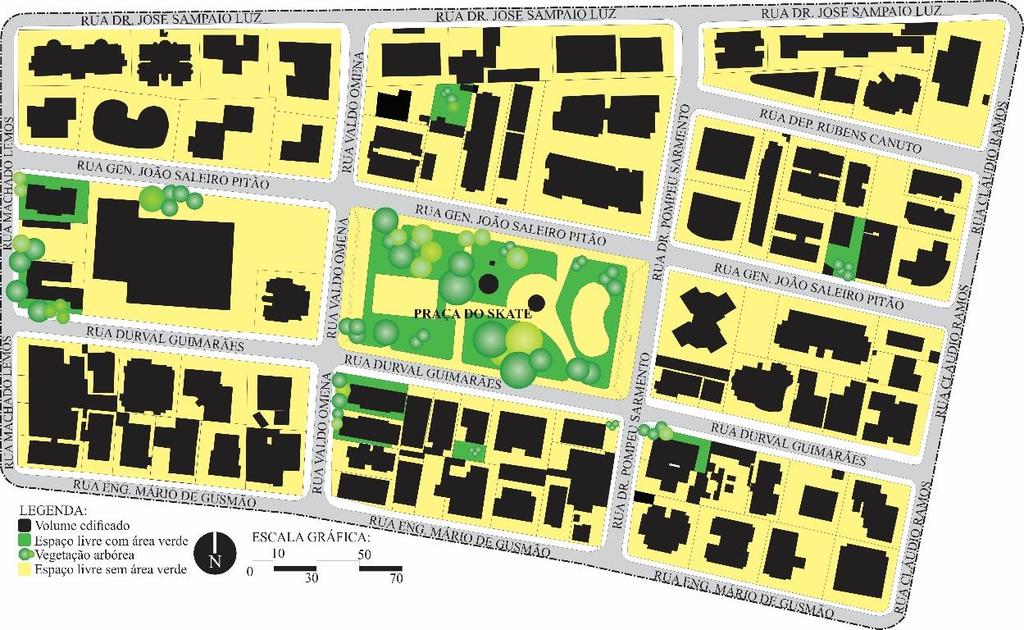 Devido os remebramentos de alguns lotes neste período contabilizam-se neste cenário 94 lotes: 44 abrigam edificações horizontais (UR-1), 48 abrigam edificações verticais (UR-5), 1 abriga uma