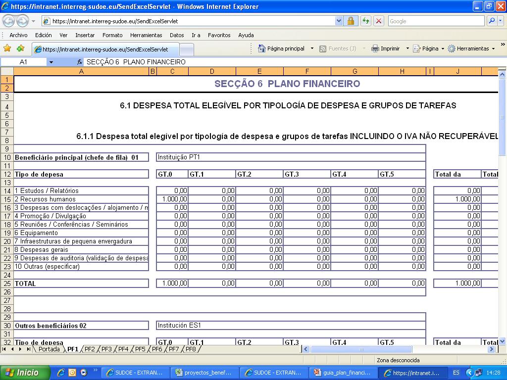 S e c t i o n 6 P L A N F I N A N C I E R A fim de poder imprimir os quadros, é preferível gravar o ficheiro gerado, abrindo depois esse ficheiro Excel e