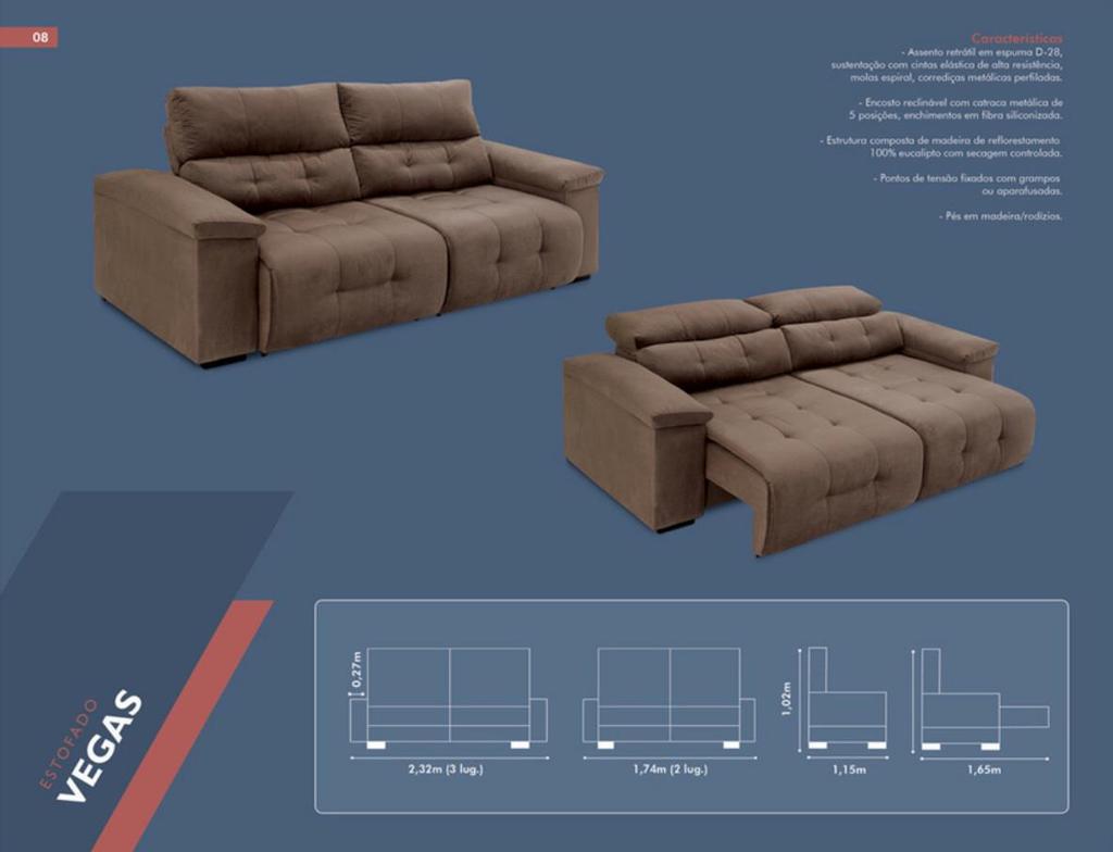 Dimensões do produto: Caro cliente certifique as dimensões do sofá.