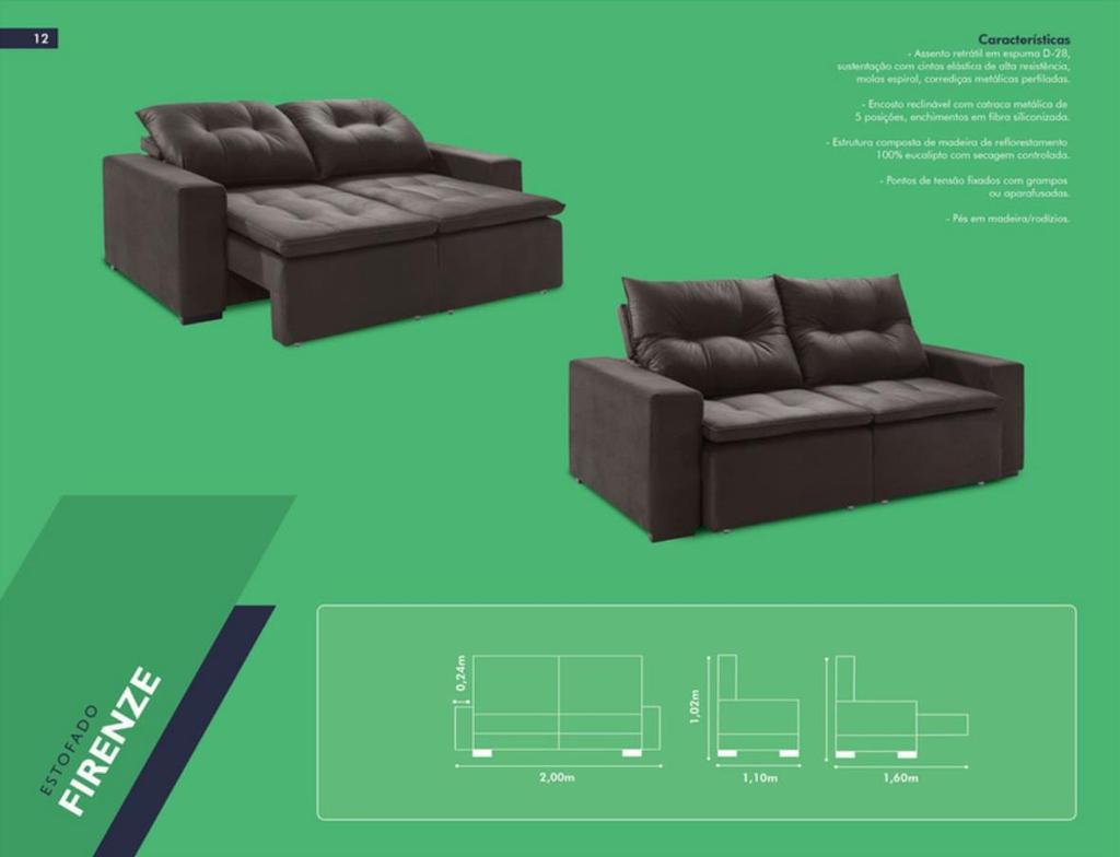 Dimensões do produto: Caro cliente certifique as dimensões do sofá.