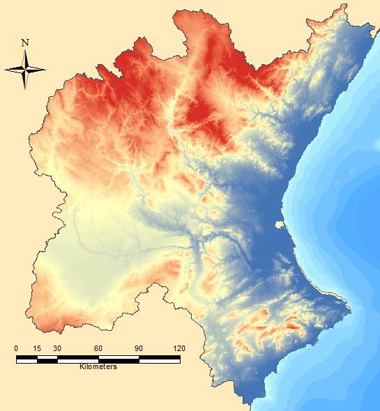 A Sul e Sudoeste, existe o Sistema Bético, com altitudes a rondar os 1200 metros. Por atingir altitudes elevadas, o Sistema Ibérico é o berço de diversos rios da DHJ, destacando-se o Júcar e o Túria.