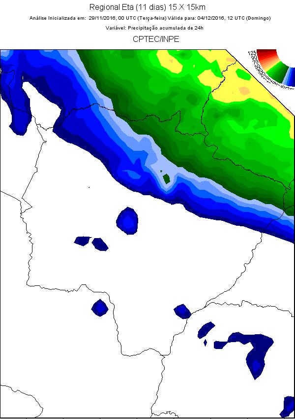 possibilidade de chuva nas regiões centro e norte, conforme pode ser observado na Figura 05.