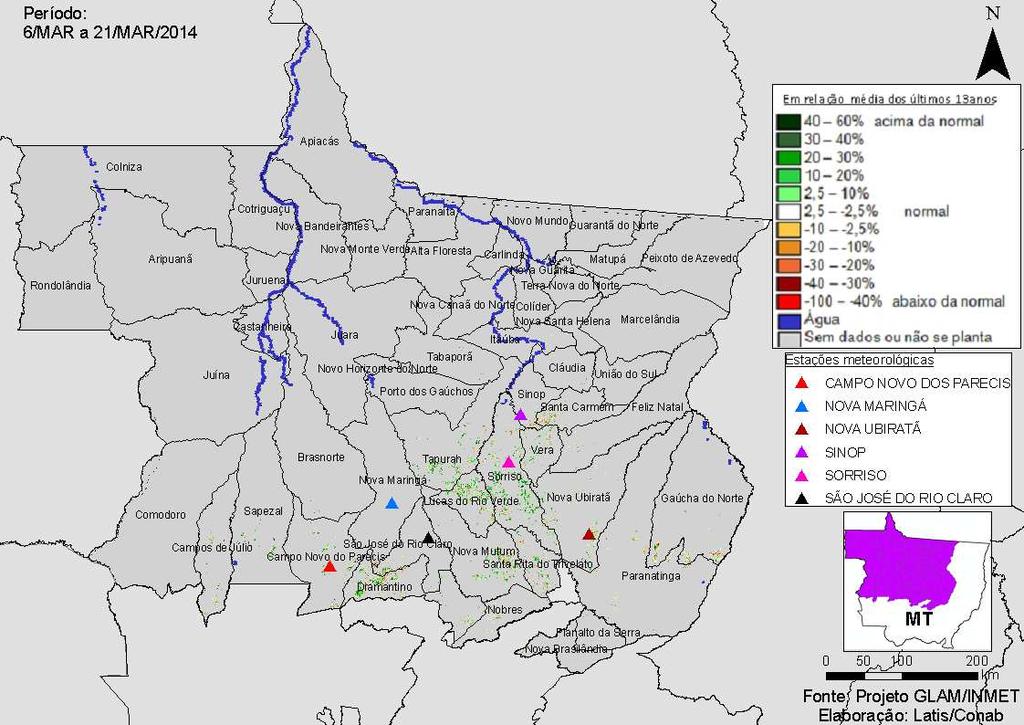 4. Monitoramento por região A seguir são apresentados os resultados para cada região monitorada. 4.1. Norte do Mato Grosso Esta mesorregião planta 5.906.