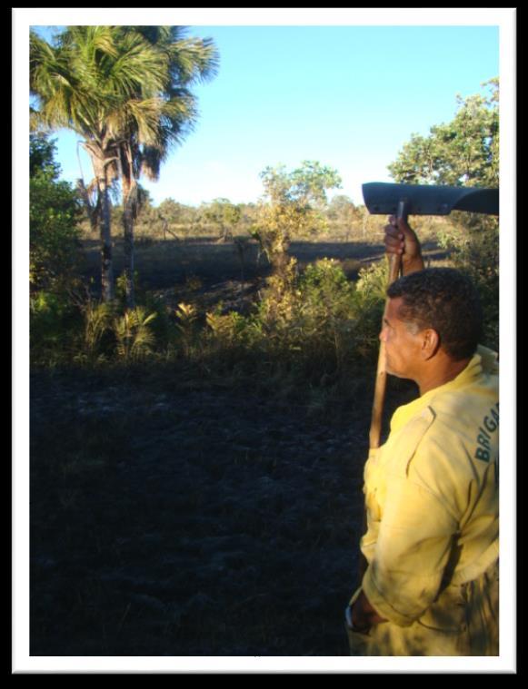 MIF: ESTRATÉGIAS DE MANEJO Monitoramento in loco Ao amanhecer, a brigada verifica a área queimada no dia