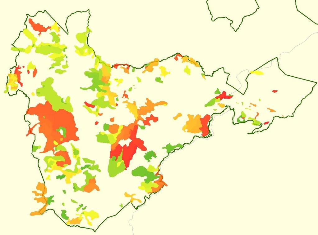 I2: Menos de 50% da área