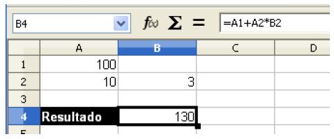 Fórmula (Prioridades) O Calc utiliza as mesmas precedências da matemática, onde a multiplicação tem prioridade