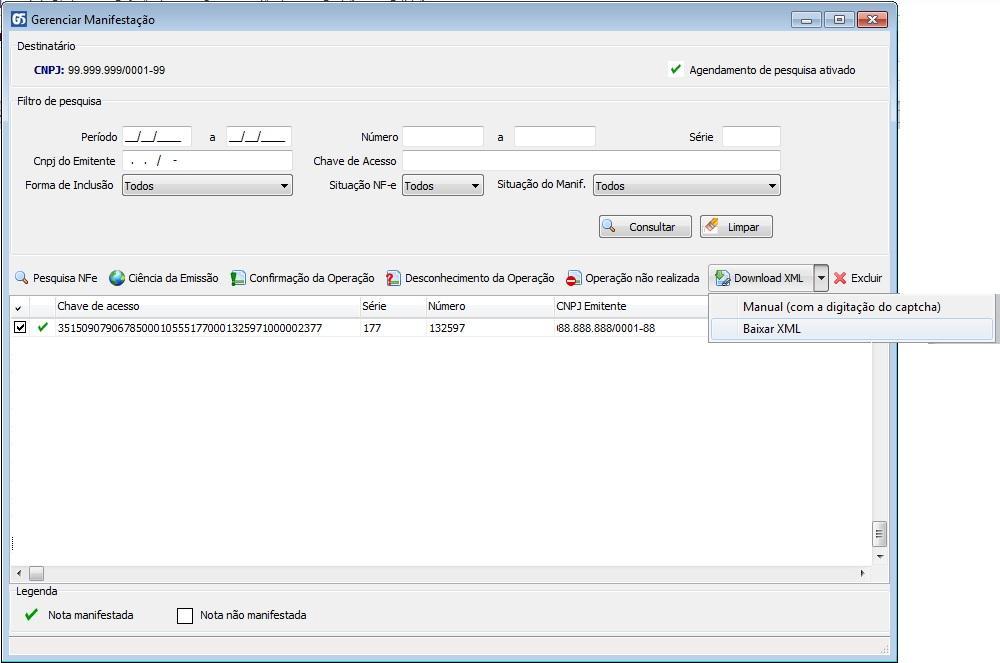 Atenção: A sefaz alterou a rotina de manifestação das notas, dessa forma, quem passará a controlar a manifestação do destinatário será a aplicação que estará realizando essa rotina, ou seja, o