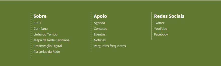 5.5. Perguntas Frequentes Contém as perguntas e respostas mais comuns referentes à Rede Cariniana e Preservação Digital, bem como sobre a Preservação de Periódicos na Rede Cariniana.