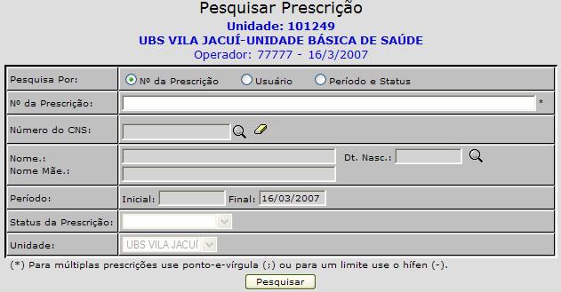 4. PESQUISAR PRESCRIÇÃO Entramos no menu Remédio em Casa /