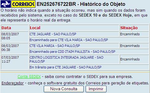 O sistema dos Correios pode informar que: Os medicamentos