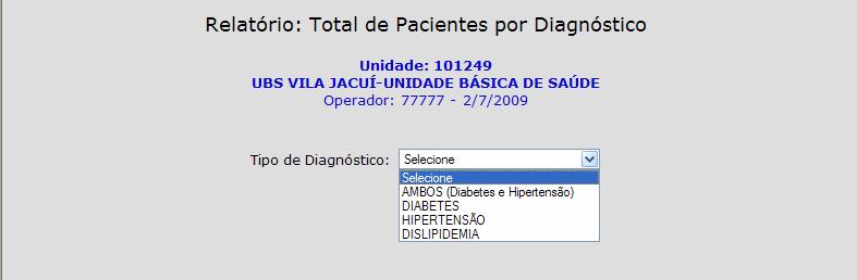 7. RELATÓRIOS OPERACIONAIS Esses relatórios estão na Área Operacional do Sistema e podem ser consultados por qualquer operador. 1.