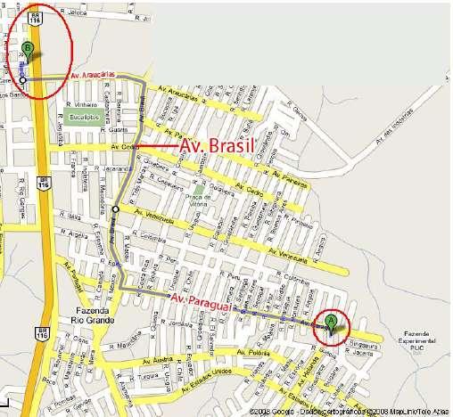 Avenida Brasil, siga em frente até chegar num semáforo. 10. No semáforo, vire a esquerda, você esta na Avenida Paraguai. 11.