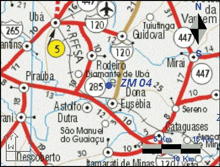 de Dona Eusébia no sentido de Guidoval Sul 7646218 Coordenadas UTM Oeste 726484 Altitude (m) 268