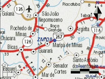 km de Maripá no sentido de Leopoldina Sul 7600898 Coordenadas UTM Oeste 714382 Altitude (m) 585