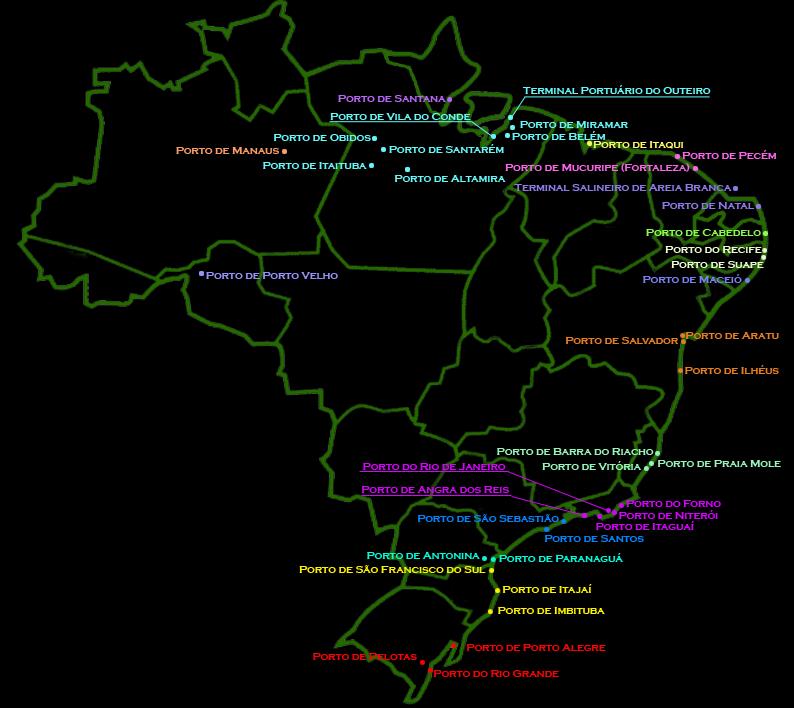 Os Principais Portos Figura 12 Localização dos Portos Brasileiros amostrados Elaboração