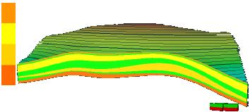 35 Figura 14: Exemplo de um modelo estratigráfico, onde ao lado é representado tridimensionalmente a camada. Soares (20