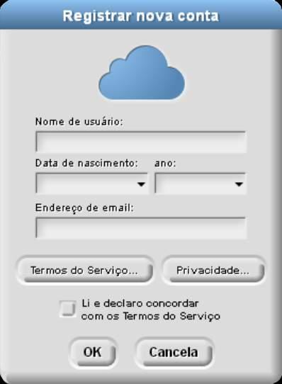 Deve aparecer esta janela. Nos campos: Nome de usuário: coloque nome da escola e número da turma e número do grupo. Exemplo, para escola Weingartner, turma 64, grupo 1, coloque: Weingartner641.