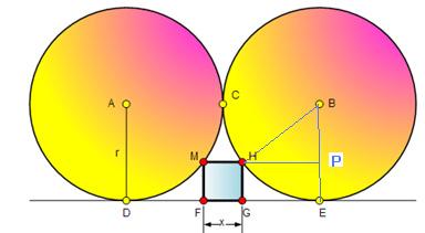 Daí, segue-se que R 1 =, de modo que R 1 = 1. Portanto, 1 =. R ) Aplicando Pitágoras no triângulo em destaque temos: (+x) = (6 x) +9 9 + 6x +x = 6 1x + x +9.