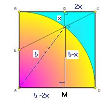 r = (r x) + (r x ) r = r rx + x + r rx + x 4 ; resolvendo a equação temos: r x = ) Observe que o triângulo BCE é semelhante ao triângulo CFG = ( x) + ( x) = 0x + 4x + 10x + x x 0 x + = 0 (: )