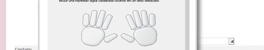 Após clicar em cadastro de Biometria, aparecerá 2 mãos, esquerda e direita e o sistema irá solicitar que o cooperado indique qual dedo será cadastrado.