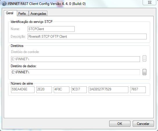O programa de configuração do Finnet Fast Client foi instalado na pasta selecionada durante o processo de instalação e pode ser acessado através do menu Iniciar.