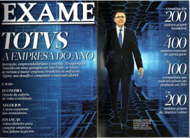 Sobre a TOTVS Eleita Empresa do Ano 2012 pelo especial Melhores e Maiores da Revista Exame. Valor 1000 Campeã na categoria Tecnologia da Informação.