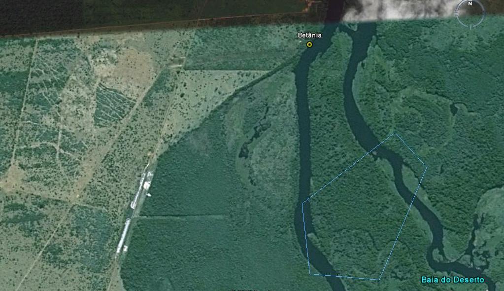 Sítio Betânia Imagem de satélite do Google Earth mostrando a inserção do Sítio Betânia em ambiente de uma Planície Ampla (A.