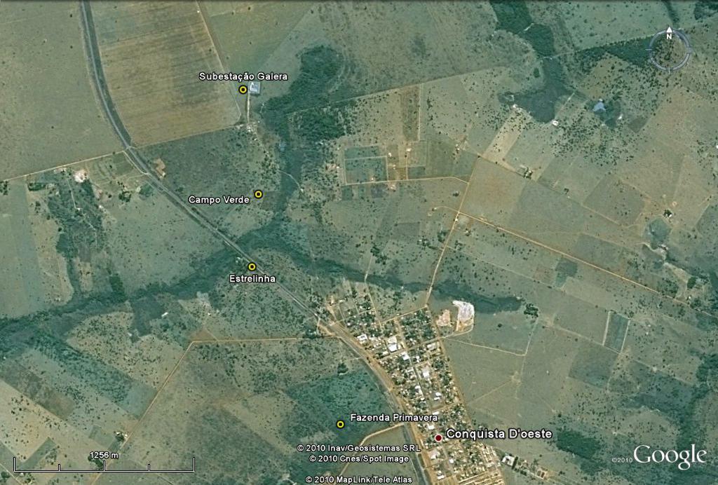 Sítio Fazenda Primavera Imagem de satélite do Google Earth onde se destaca o Sítio Fazenda