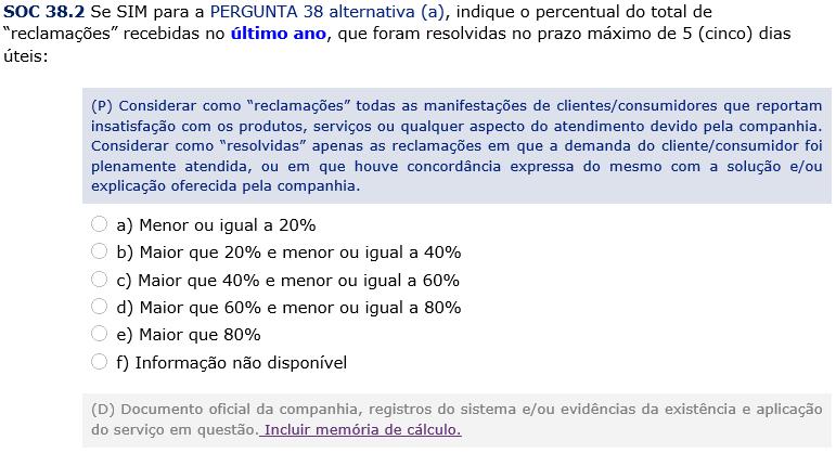 Propostas de ajustes no questionário 2017 Indicação para incluir memória de