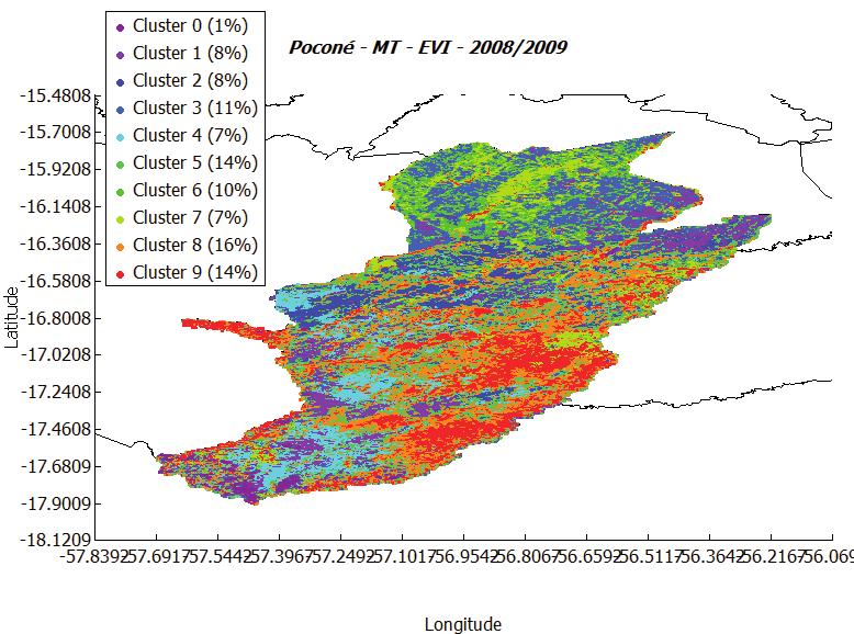 Euclidiana, para os índices de vegetação NDVI, 2013/2014, Poconé MT.