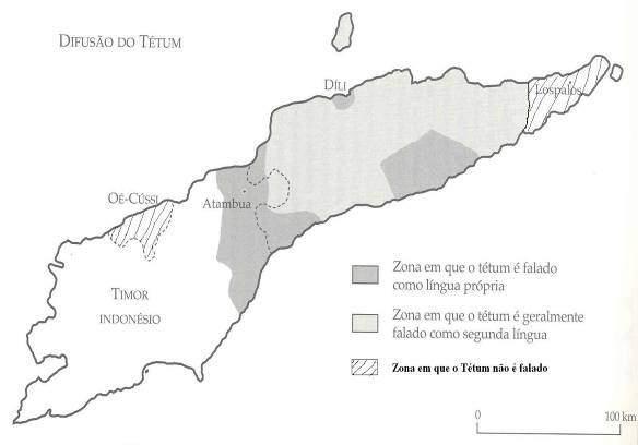 O Tétum, língua franca de uma parte significativa de Timor-Leste, era língua materna apenas em algumas regiões de Timor-Leste e numa parte de Timor Ocidental junto da fronteira.