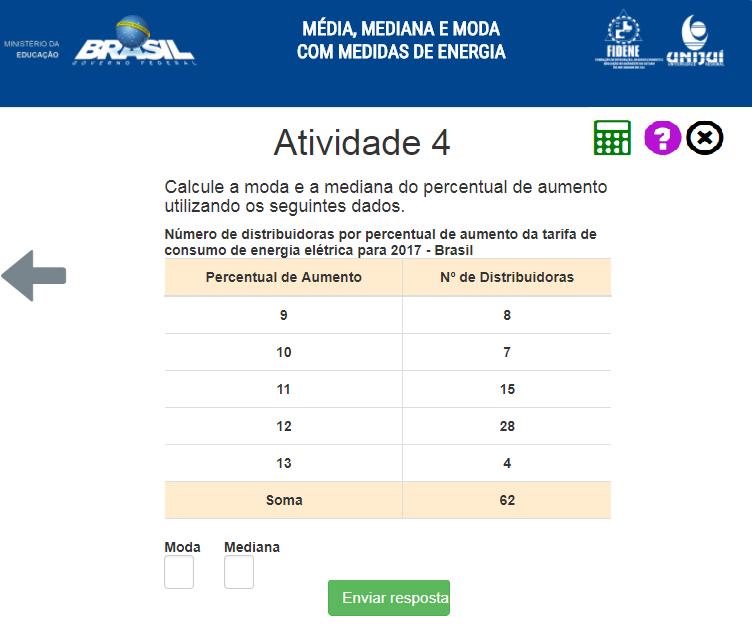 Atividade 4 Nesta atividade se deve completar onde se pede, com os valores da moda e da