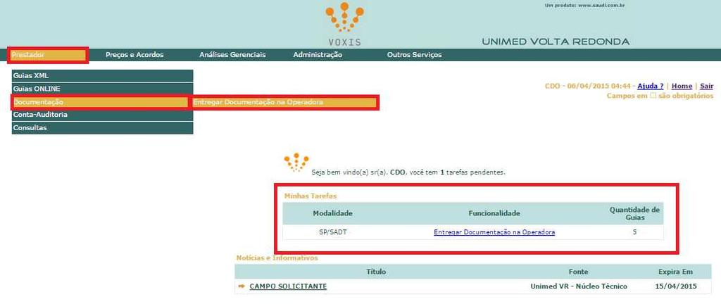 5. Entregar documentação na operadora Após realizar a digitação da guia e encaminhar para a operadora, o último passo é entregar a documentação na operadora.