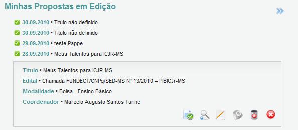 9 10 Passo 10) Após clicar no botão para entrar no Formulário de Solicitação de Bolsa, preencha todas as seções abaixo: 1.1 Proposta, 1.2 Arquivos e 1.3. Abrangência. 10.1. Clique na opção [Escolher] (11) e escolha o Edital Chamada FUNDECT/CNPq/SED-MS no.