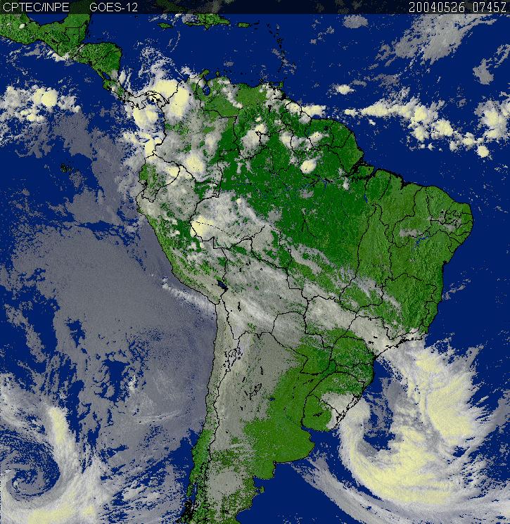 87 FIGURA 61 Imagem do ciclone extratropical de 26/05/04. Este ciclone foi responsável pela geração de ondas do quadrante S acima de 1,5 m na praia.