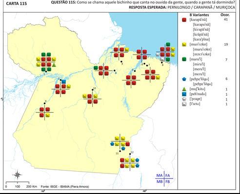 Fig. 2: Carta 115: Designações para Pernilongo no Sudeste Paraense. Fonte: Gomes (2013) Fig. 3: Carta 002: Designações para Pernilongo no Pará.