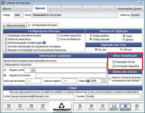 MÓDULO ATIVO Menu Arquivos / Empresas