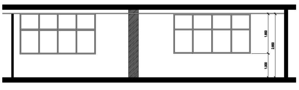 Figura 04 - Corte esquemático da sala D A sala A (Figura 05) apresenta as seguintes dimensões: 7,55m x 4,40m com 2,65m de pé direito.