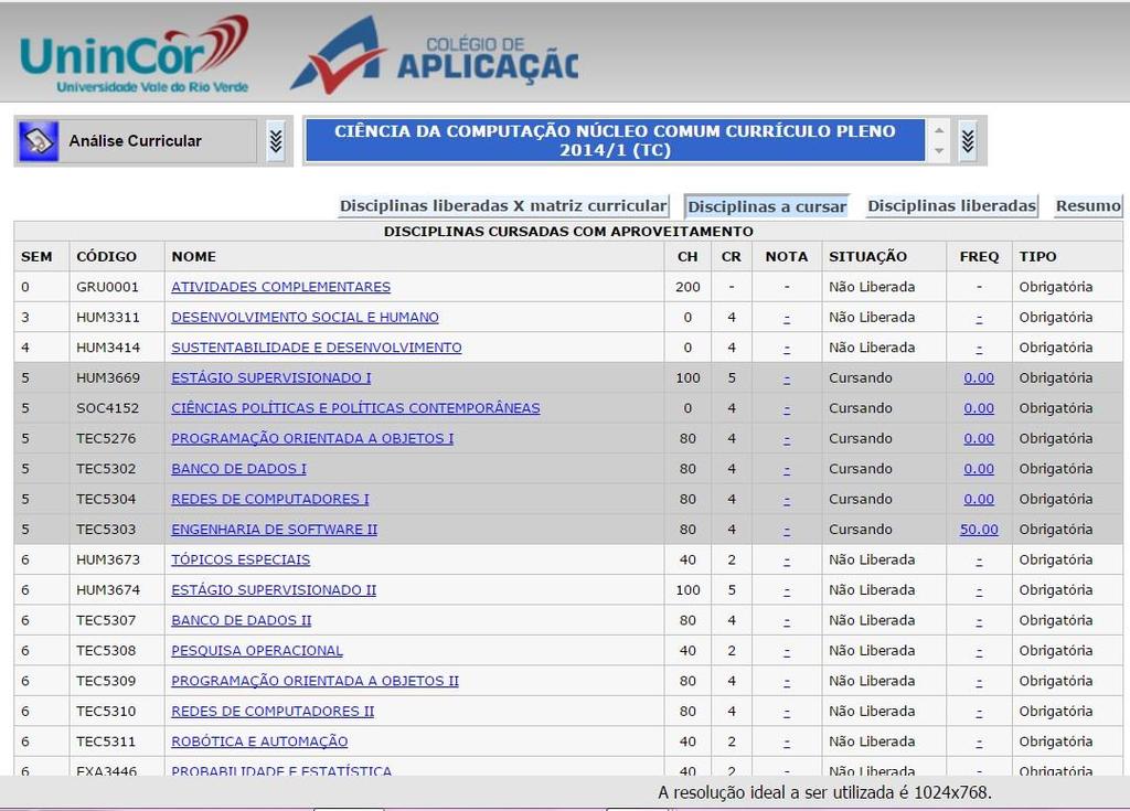 Disciplinas Liberadas