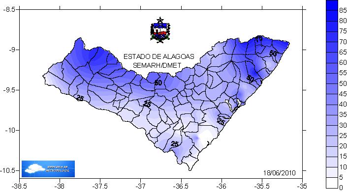 Figura 5 - Precipitação acumulada para o dia 18/06/2010(SEMARH) 4.