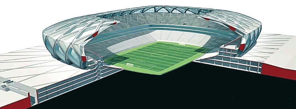 Crtež s presjekom stadiona Arena Amazônia u Manausu Najveći je dosadašnji stadion Manausa bio Vivaldão Lima iz 1970.