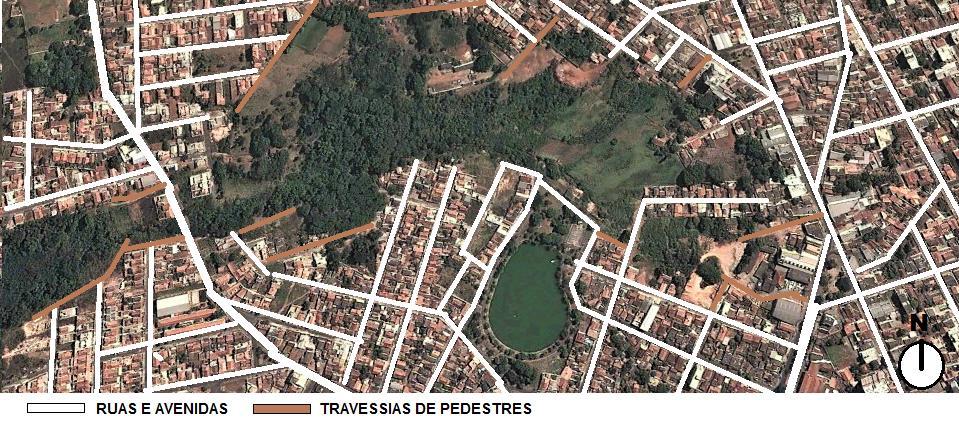 Figura 38 Traçado urbano irregular em Patos de Minas. Elaborado pela autora, imagem do Google Earth 2013.