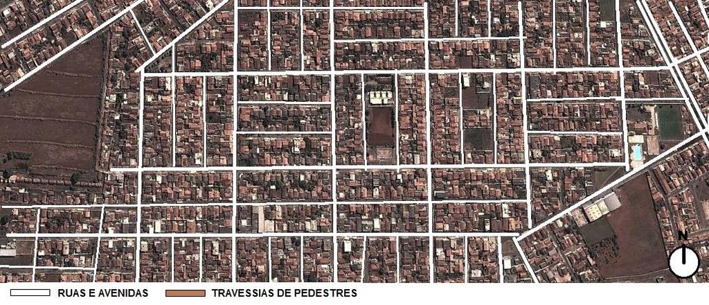 Figura 40 Traçado urbano ortogonal regular em Patos de Minas. Elaborado pela autora, imagem do Google Earth 2013.