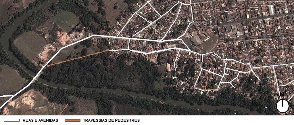 Figura 41 Traçado urbano orgânico em Patos de Minas. Elaborado pela autora, imagem do Google Earth 2013.
