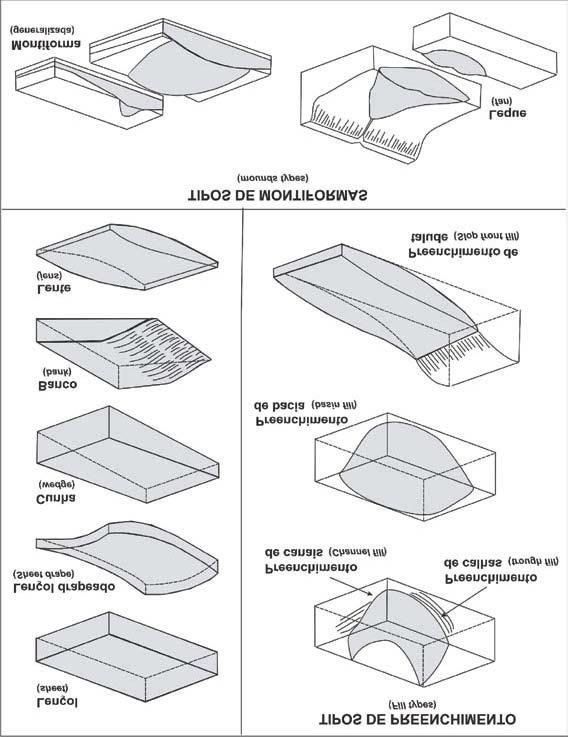 Figura 3.4: Geometrias externas características de algumas sismofácies.