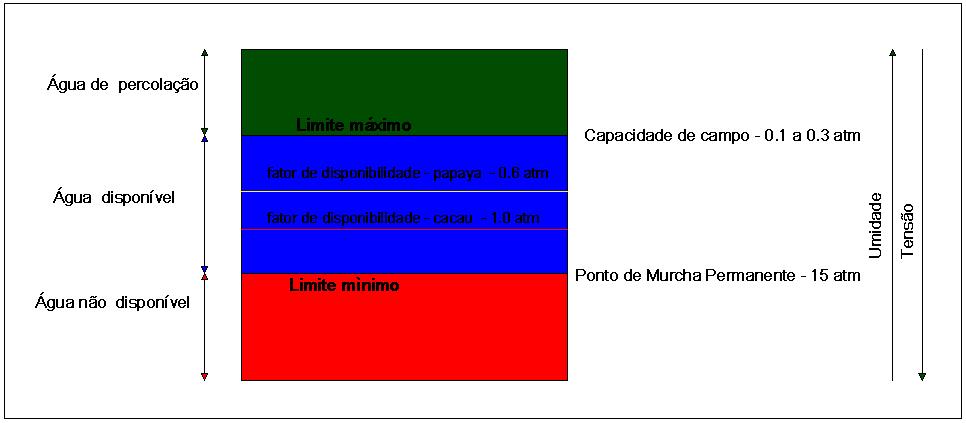 Tensão da água no solo Fator de disponibilidade em