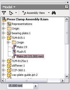 Ambiente de modelagem de montagem No ambiente de modelagem de montagem, o navegador exibe todas as peças usadas na montagem.